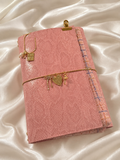 Handcrafted Pink Snake Print Leather Journal | Limited Edition | A6 & A5 with folio