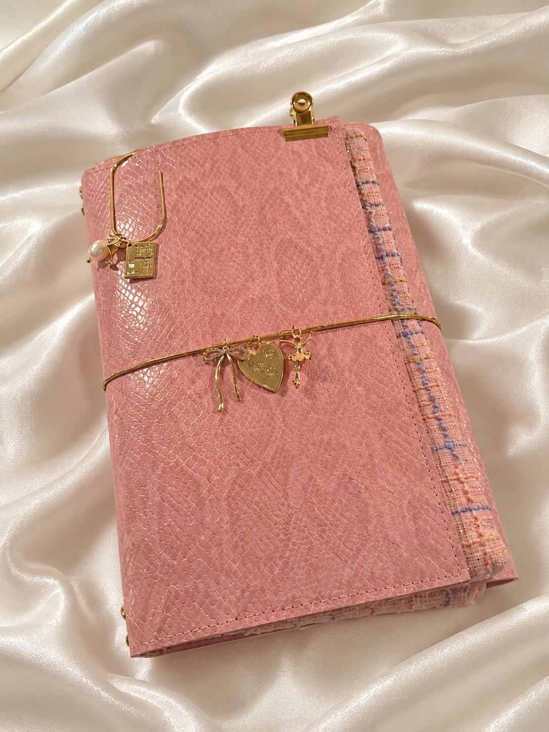 Handcrafted Pink Snake Print Leather Journal | Limited Edition | A6 & A5 with folio