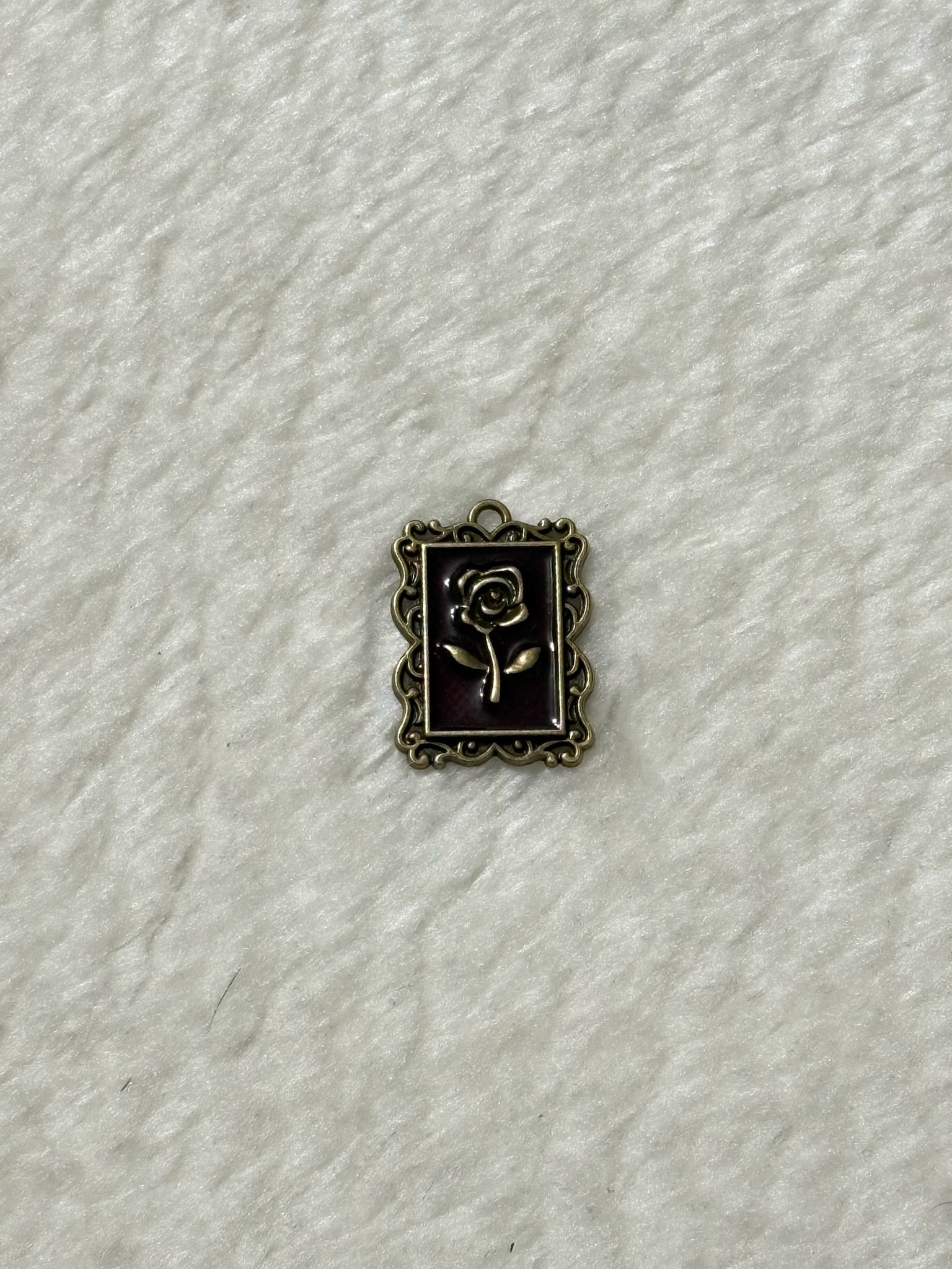 Ornate Frame Rose Charm