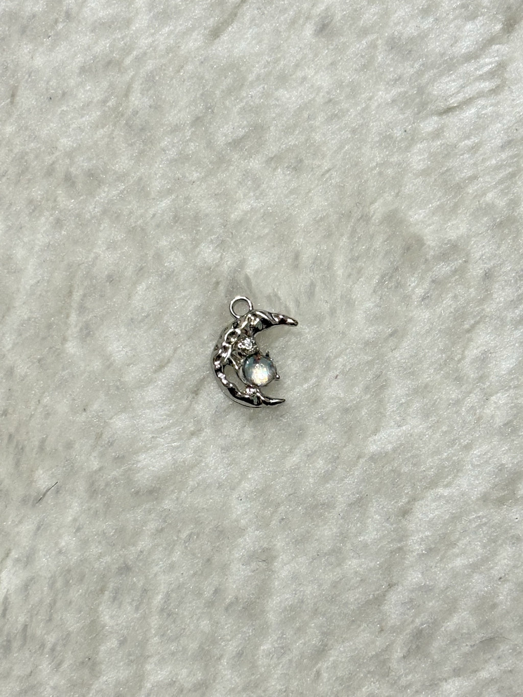 Crescent Moon Opal Charm - Gold/Silver Filigree
