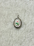 Oval Locket Charm - Pink Floral Enamel