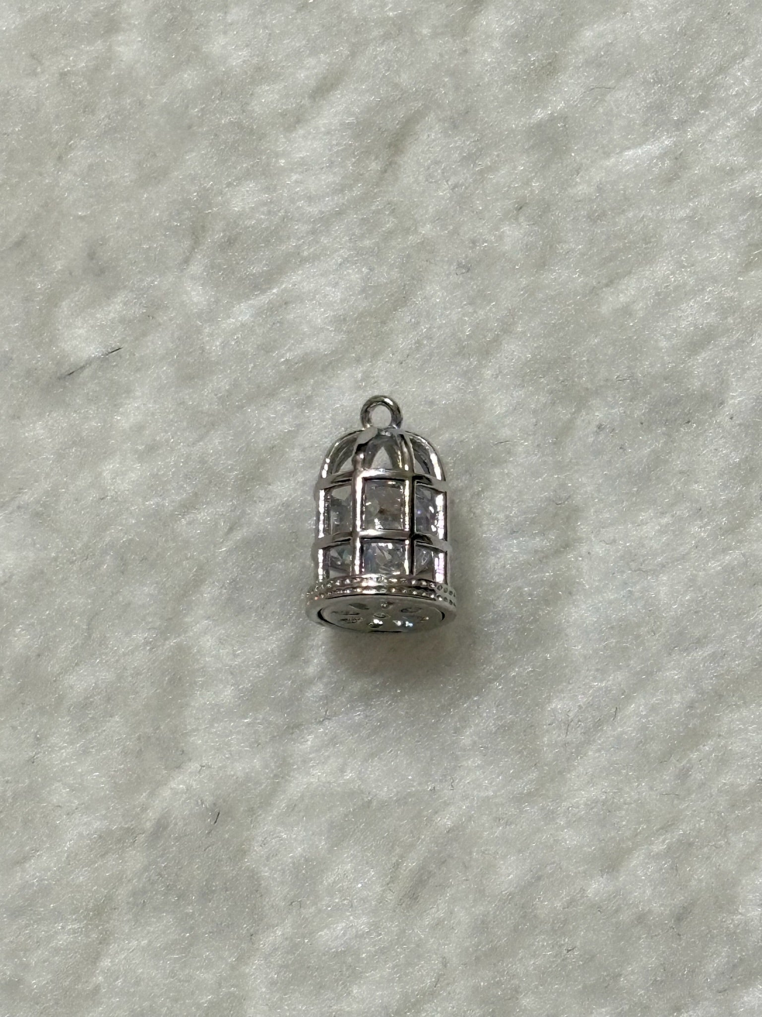Birdcage Crystal Charm - Silver/Gold