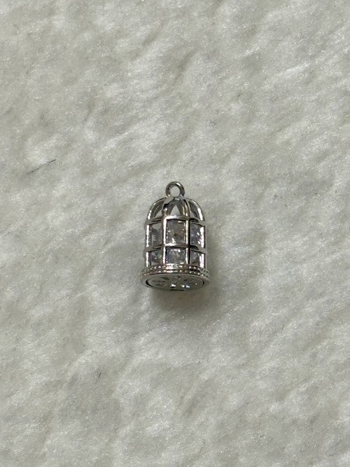 Birdcage Crystal Charm - Silver/Gold