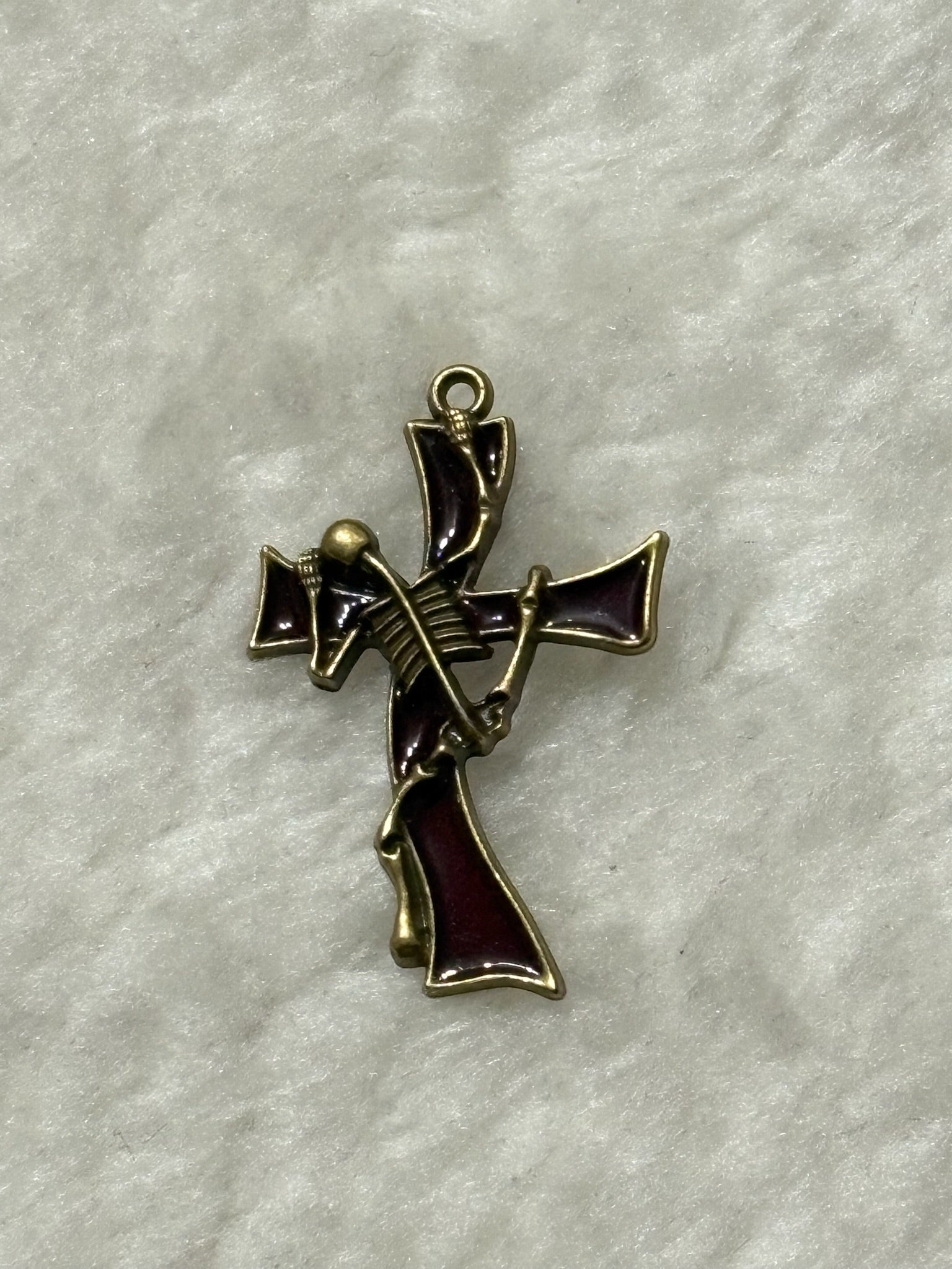 Skeleton Cross Dark Enamel Charm