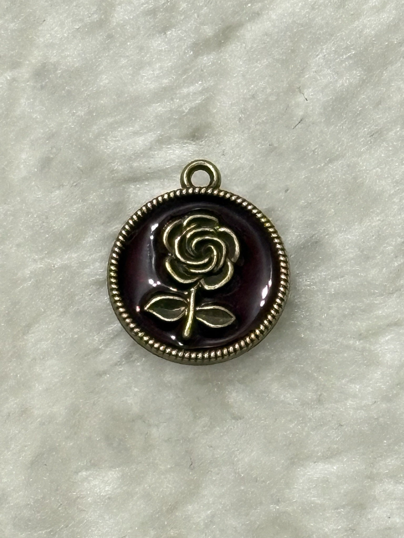 Dark Rose Coin Charm