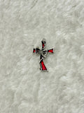 Skeleton Cross Red Enamel Charm