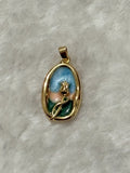 Oval Rose Enamel Coin Charm