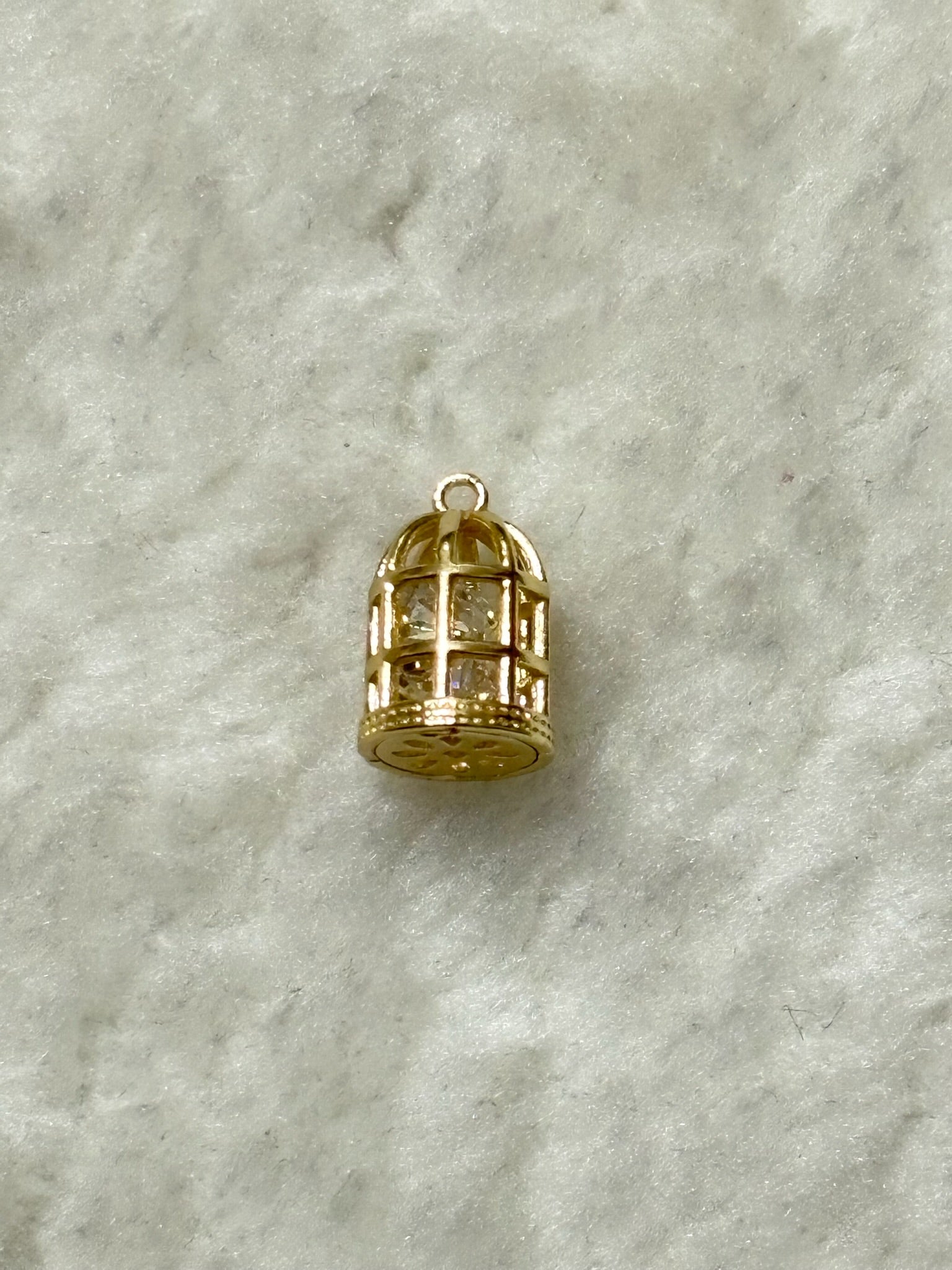 Birdcage Crystal Charm - Silver/Gold