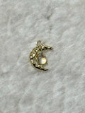 Crescent Moon Opal Charm - Gold/Silver Filigree