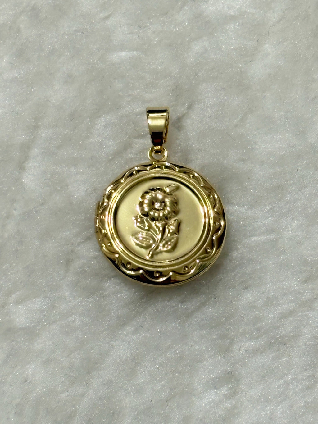 Round Floral Locket Charm