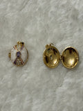 Oval Locket Charm - Lilac and Crystal