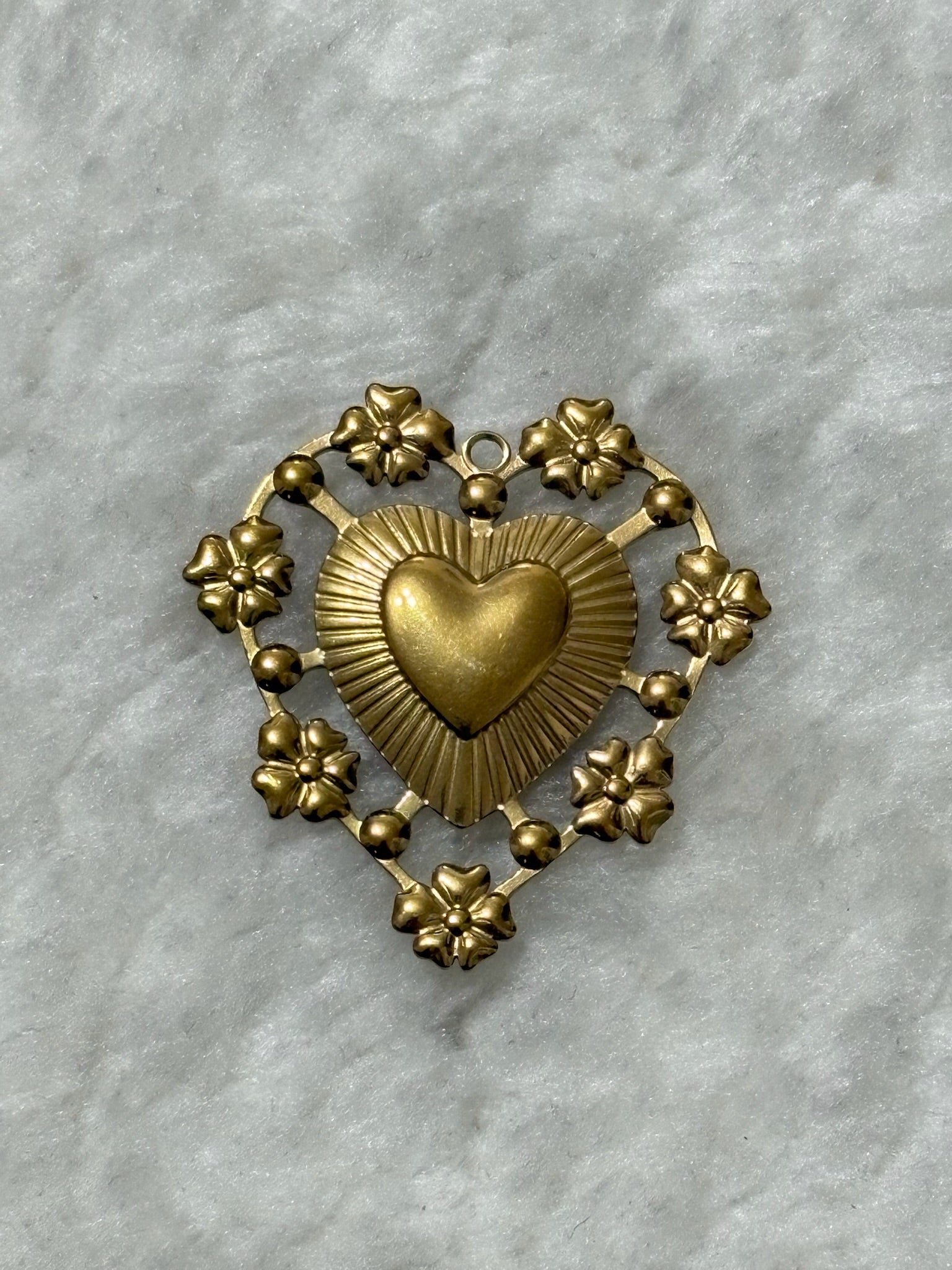 Floral Heart Lobster Clasp Charm