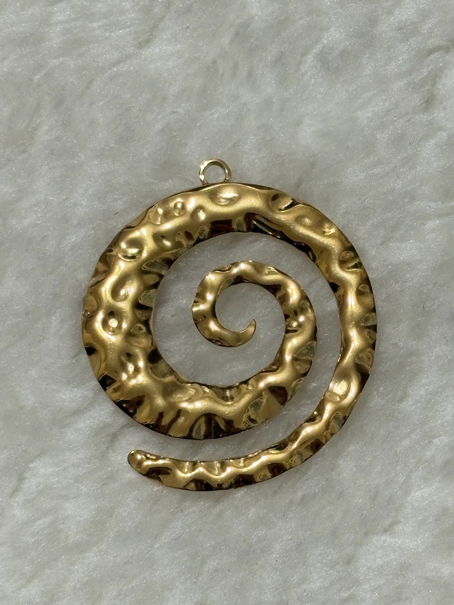 Spiral Hammered Gold Charm