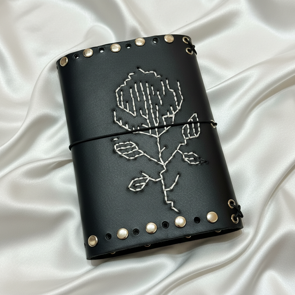 Black Rivet Trifold Back