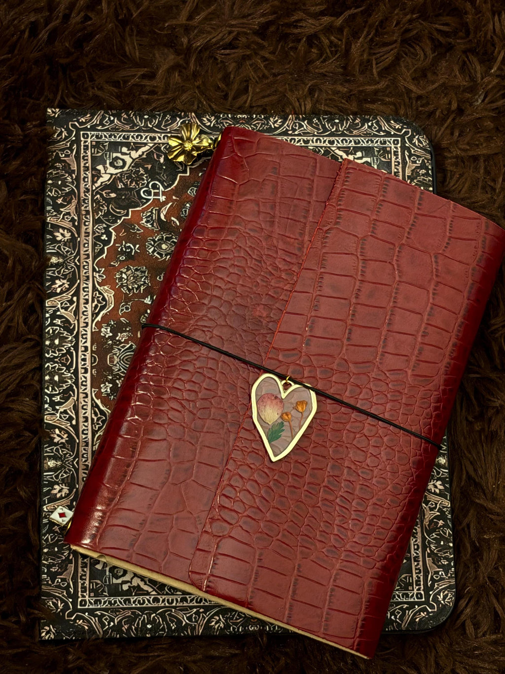 Handcrafted A5 Croc Leather Traveler’s Journal with inserts - Custom Listing